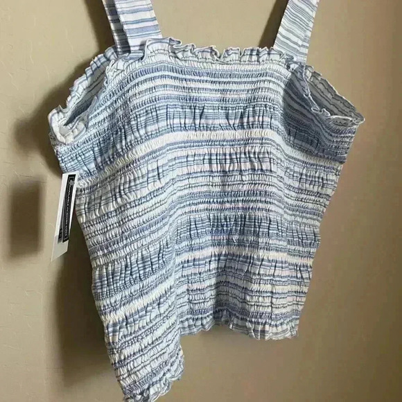 BP Striped Smocked Crop Tank Top Size Large - Picture 4 of 8